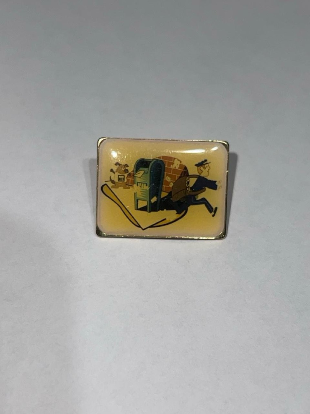 Yellow Vintage Mail Carrier Enamel Pin - Men Accessories